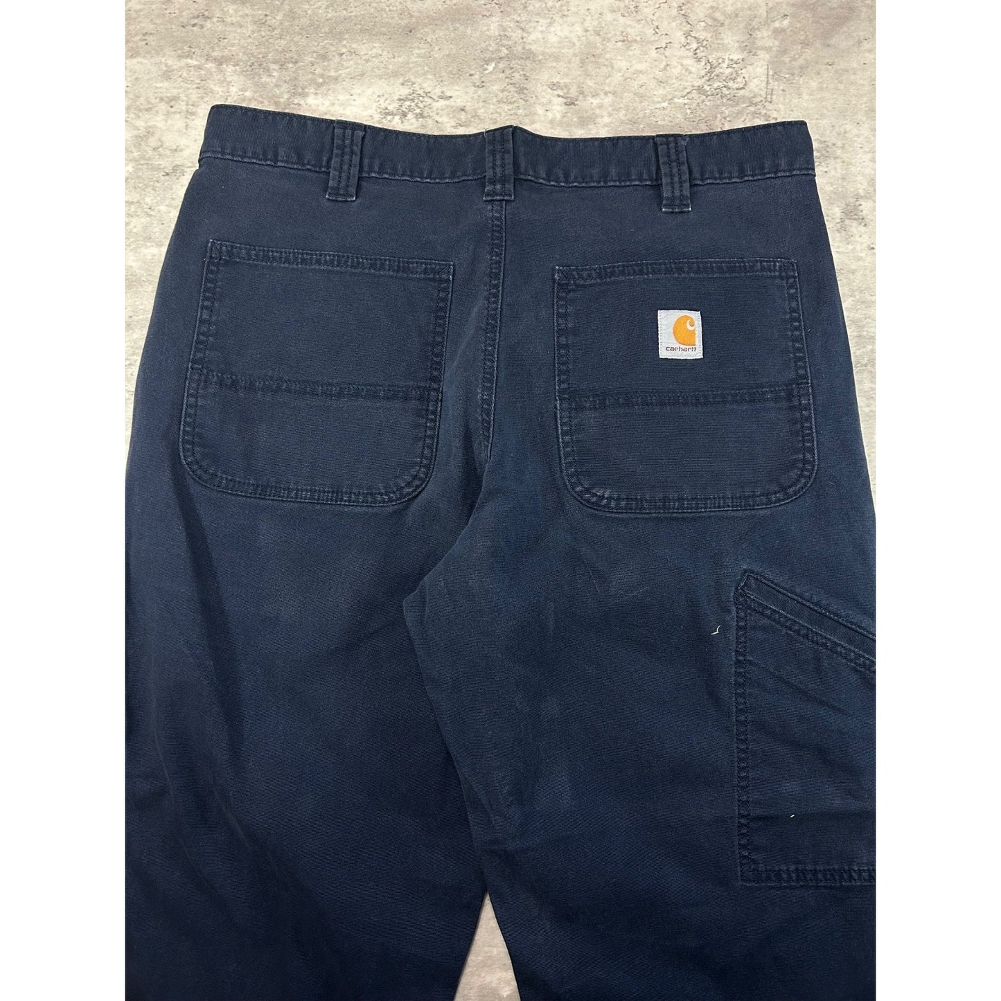 Carhartt Relaxed Fit Canvas Workwear Carpenter Pants Size 34 Navy Blue