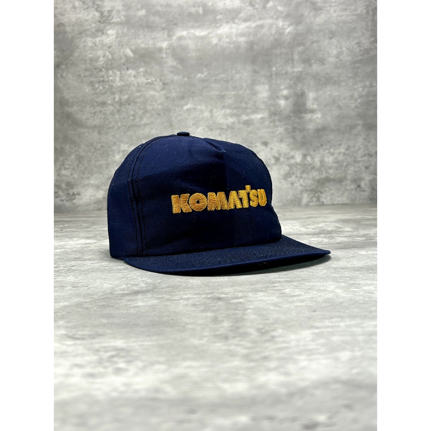 Vintage 90s Komatsu Embroidered Logo Snapback Hat OSFA Blue