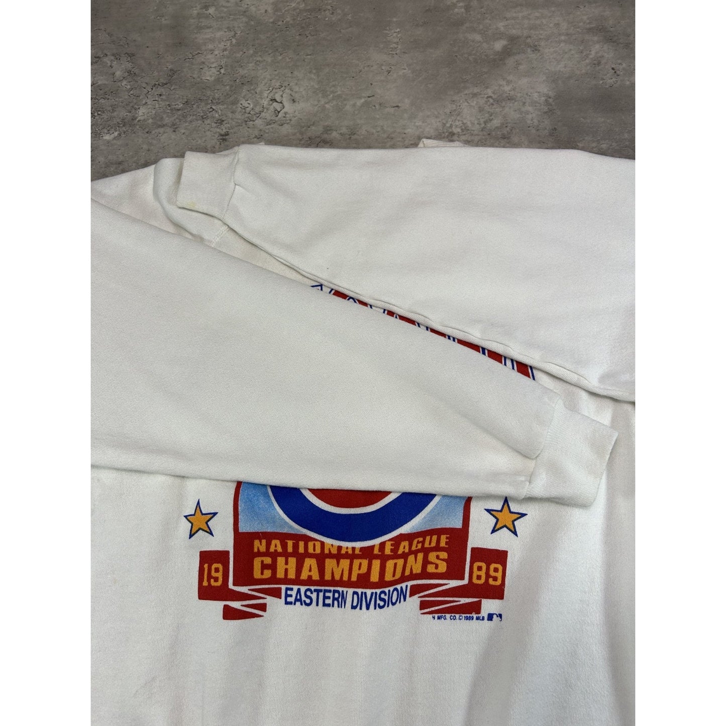 Vintage 1989 Chicago Cubs MLB NL Champs Graphic Sweatshirt Size XL White