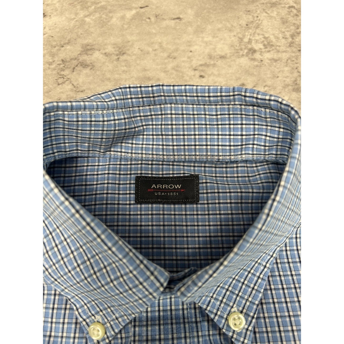Vintage Arrow Plaid Print Short Sleeve Reworked Cropped Button Up Shirt Sz Large