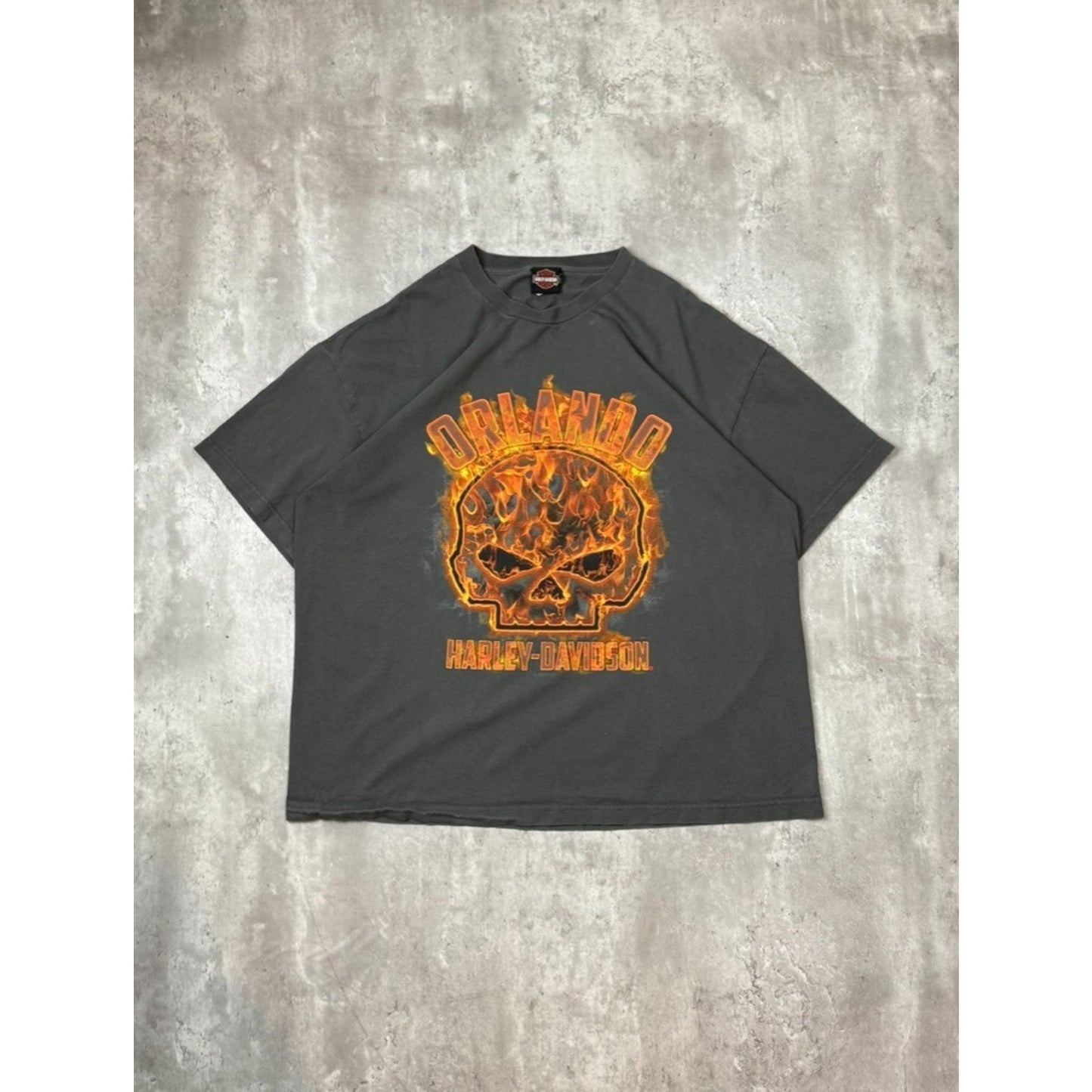 Harley Davidson Motorcycles Flaming Skull Spellout Graphic T-Shirt Size 2XL