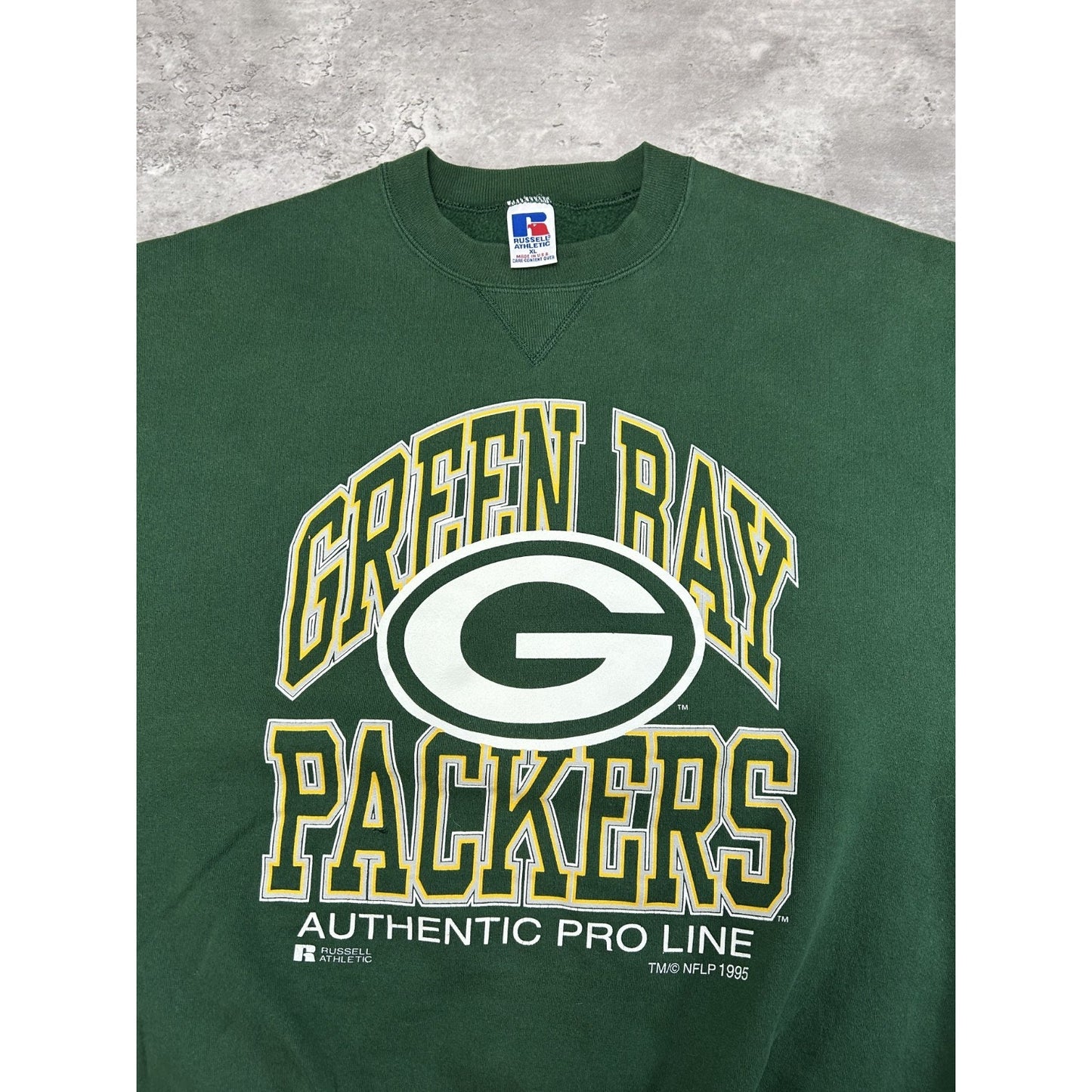 Vintage 1995 Green Bay Packers NFL Graphic Logo Spellout Sweatshirt Size XL