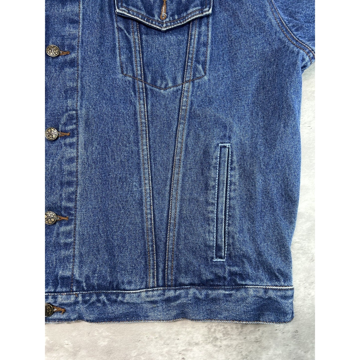 Vintage 90s Pulp Fiction Embroidered Movie Promo Denim Jacket Size XL Blue