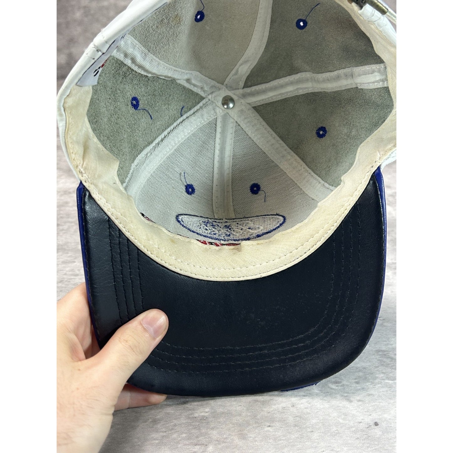 Vintage 90s Ford Racing Embroidered Spellout Leather Strapback Hat OSFA