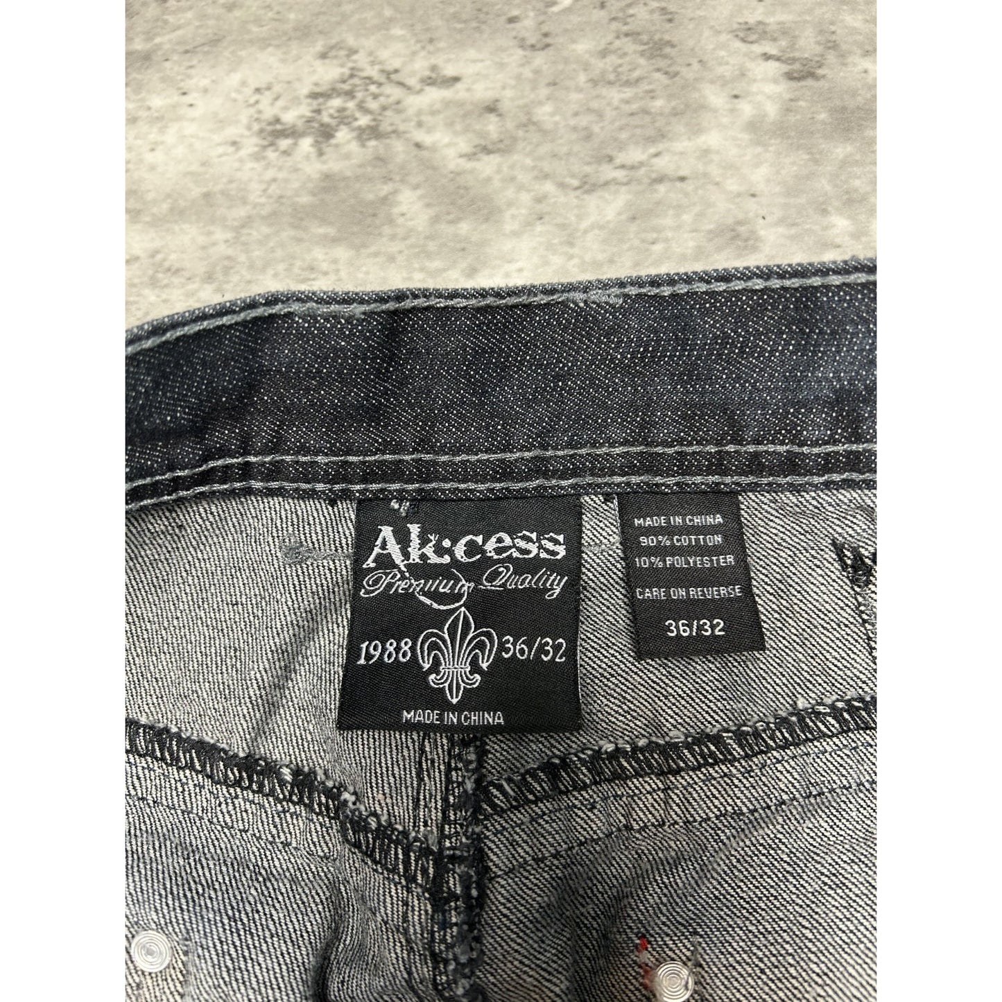 Vintage Y2K Akcess Embroidered Back Pocket Black Denim Pants Size 37
