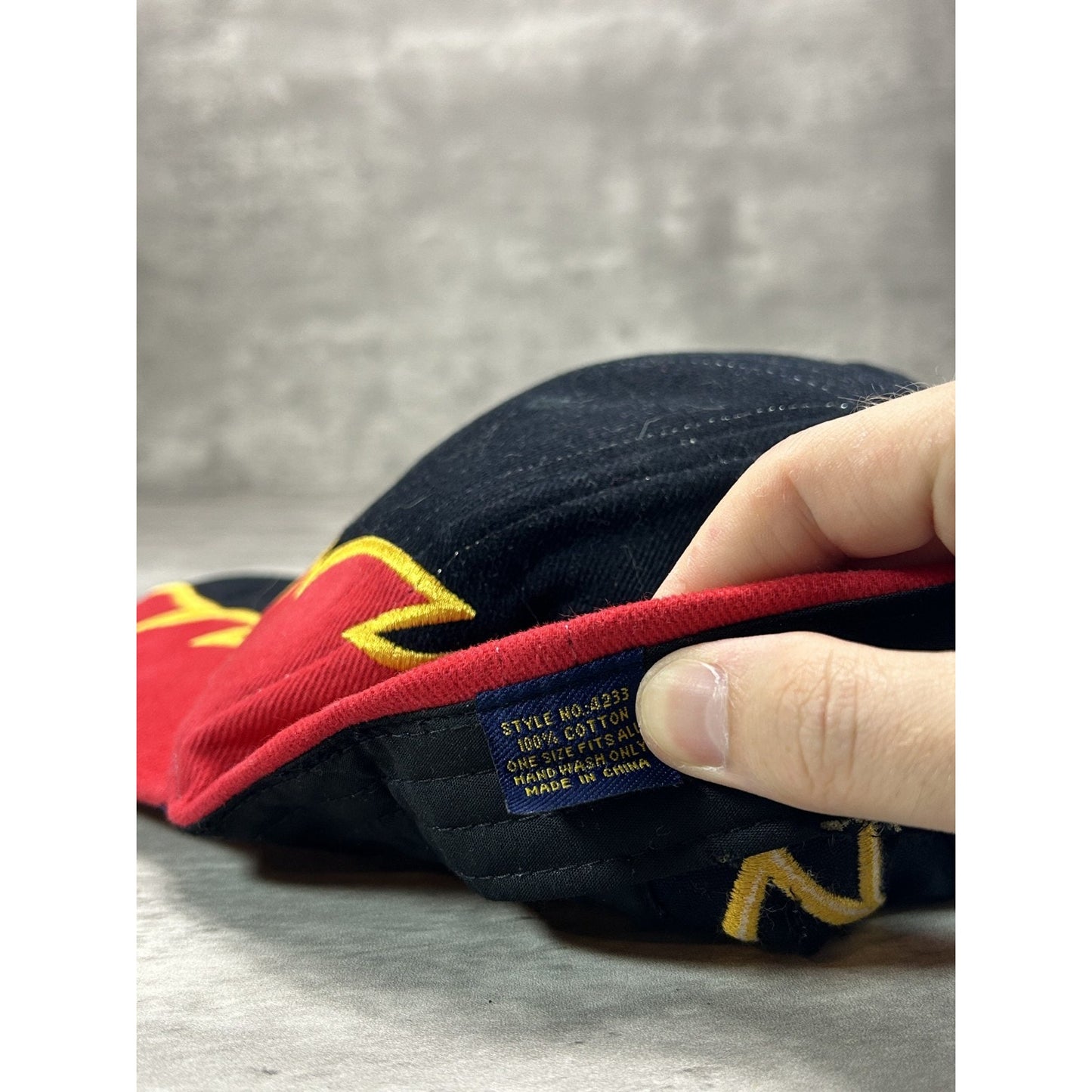 Vintage Monroe Embroidered Spellout Abstract Stitch Strapback Hat OSFA