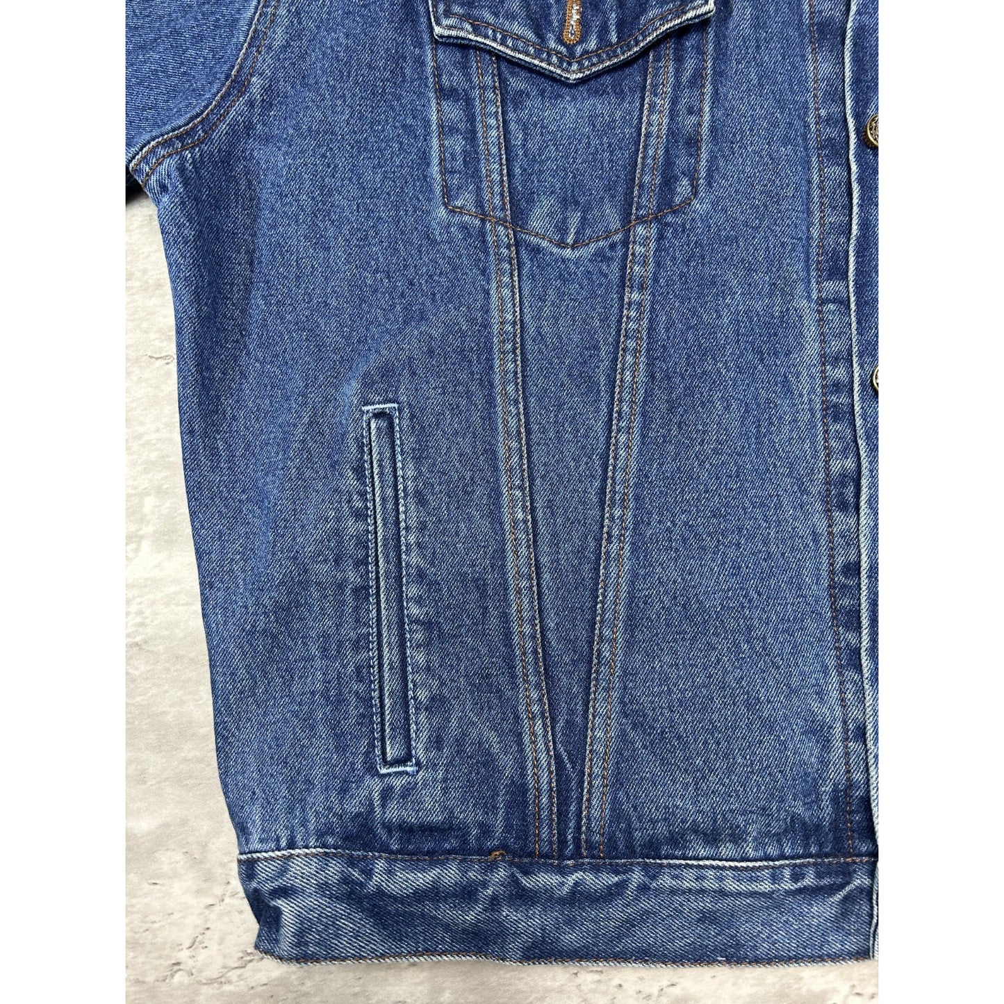 Vintage 90s Pulp Fiction Embroidered Movie Promo Denim Jacket Size XL Blue