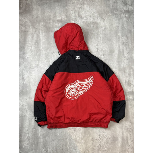 Vintage 90s Detroit Red Wings NHL 1/2 Zip Insulated Starter Jacket Size Large