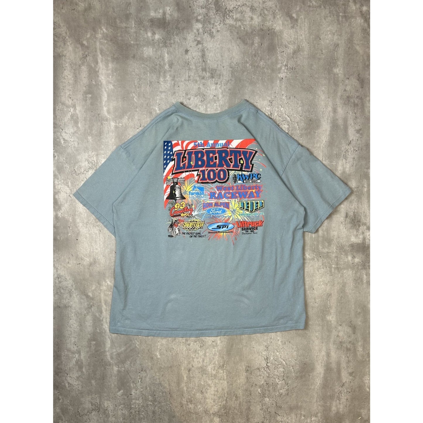 Vintage West Liberty 5th Annual Liberty 100 Racing Graphic T-Shirt Size XXL