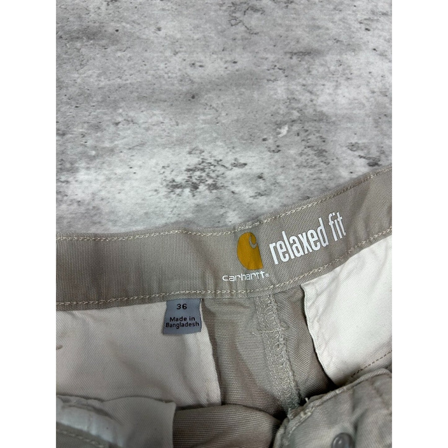 Carhartt Relaxed Fit Canvas Workwear Cargo Shorts Size 36 Beige