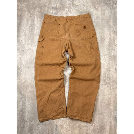 Vintage Carhartt Canvas Workwear Double Knee Carpenter Pants Size 38 Beige