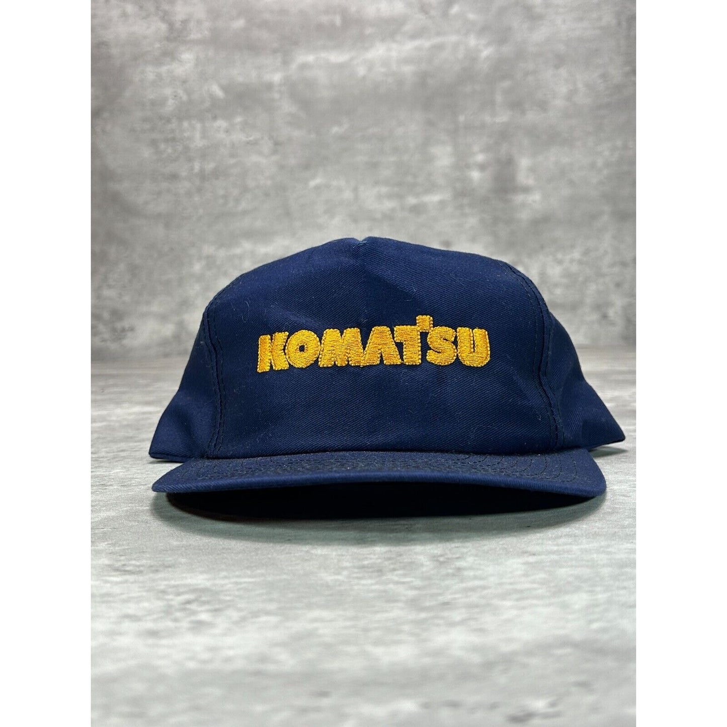 Vintage 90s Komatsu Embroidered Logo Snapback Hat OSFA Blue