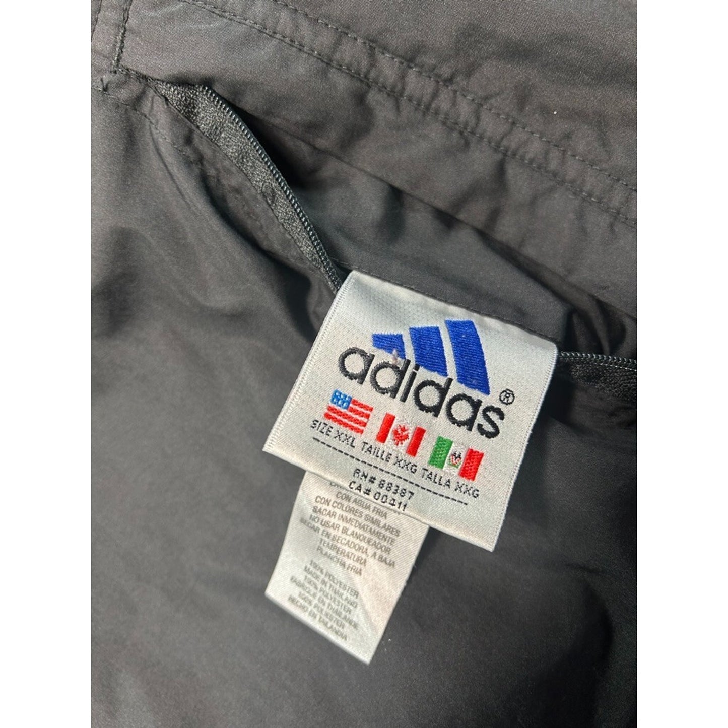 Vintage 90s Adidas Reversible Nylon Full Zip Windbreaker Jacket Size XXL Black