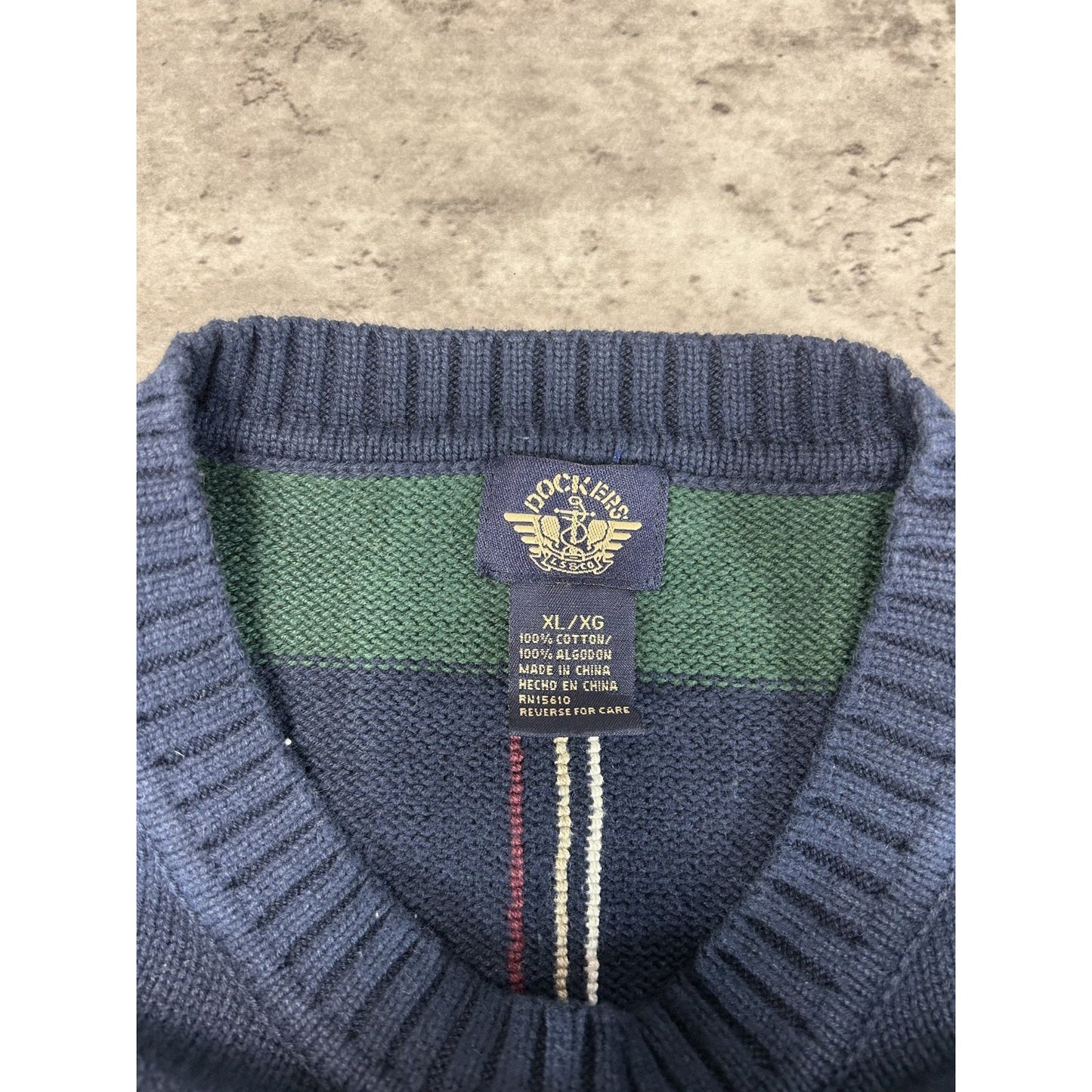 Vintage 90s Dockers Plaid Print Pullover Ribbed Knit Sweater Size XL
