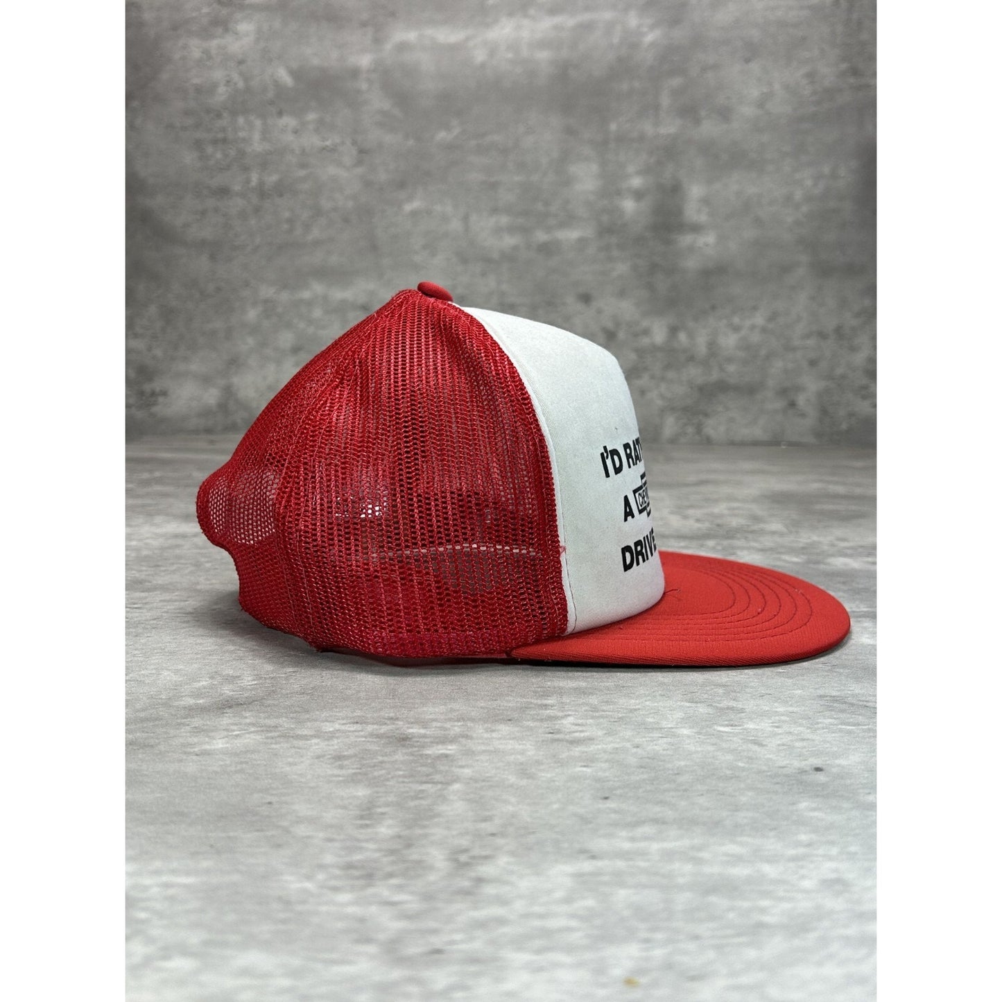 Vintage 80s Id Rather Push A Chevy Than Drive A Ford Trucker Snapback Hat OSFA