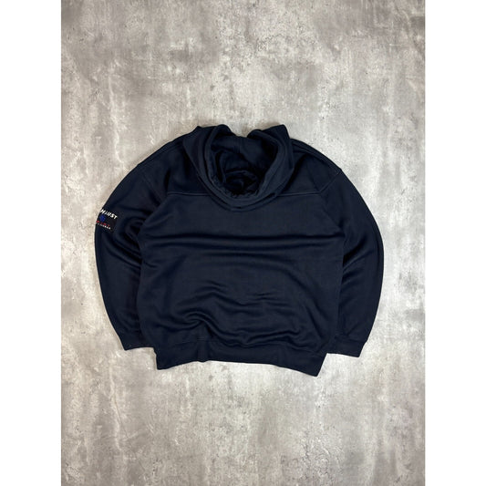 Vintage Y2K Fubu Sport Exhaust Embroidered Spellout Hooded Sweatshirt Size Medium