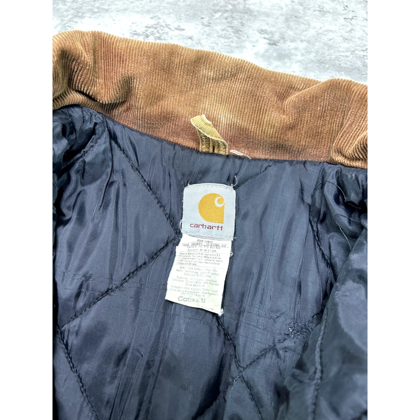 Vintage Carhartt Quilted Lined Canvas Work Wear Arctic Jacket Size XL Beige