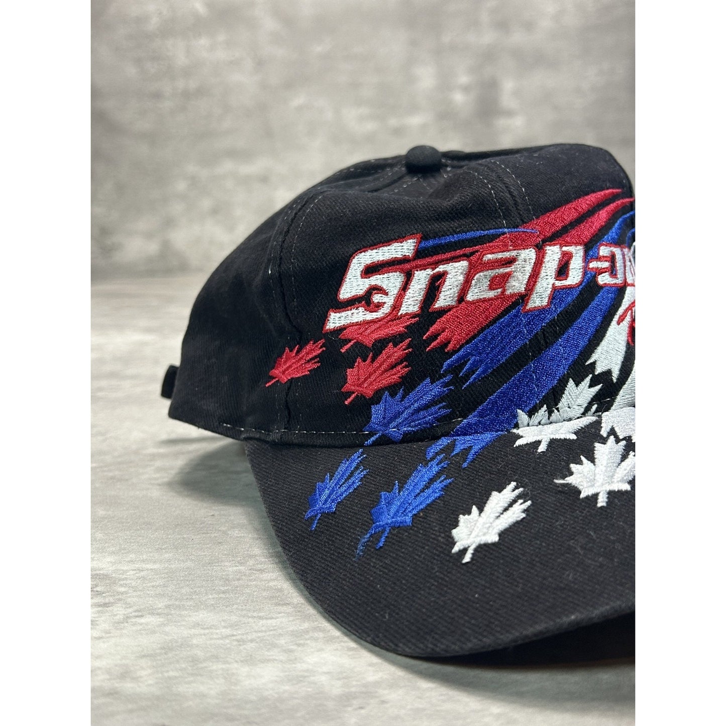 Vintage Snap-On Racing Embroidered Spellout Logo Strapback Hat OSFA Black