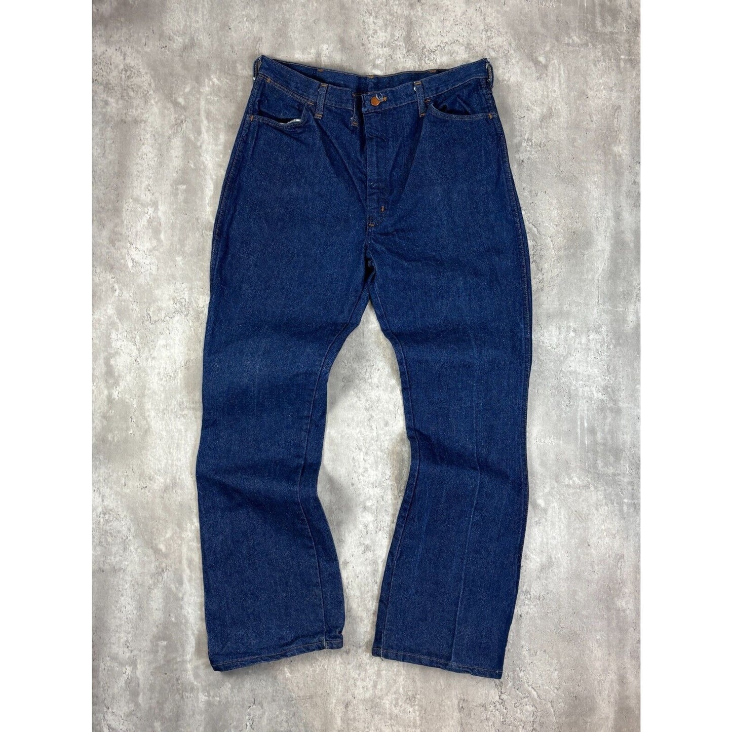 Vintage Wrangler Western Dark Wash Straight Leg Denim Pants Size 37 Blue