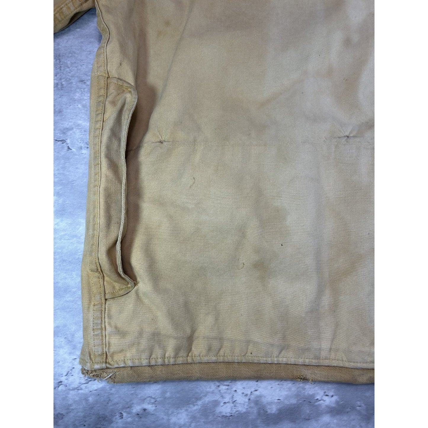 Vintage 1970s Three Pocket Canvas Collared Hunting Jacket Size Medium Beige