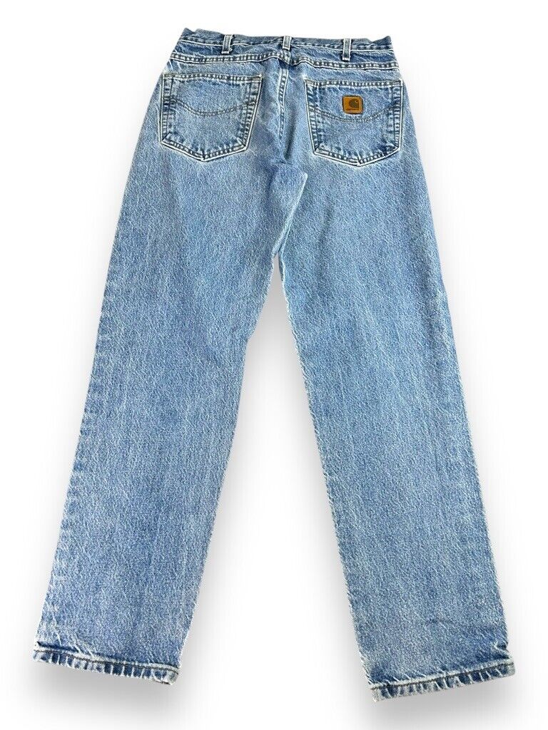 Vintage Carhartt Relaxed Fit Medium Wash Denim Work Wear Pants Size 29W