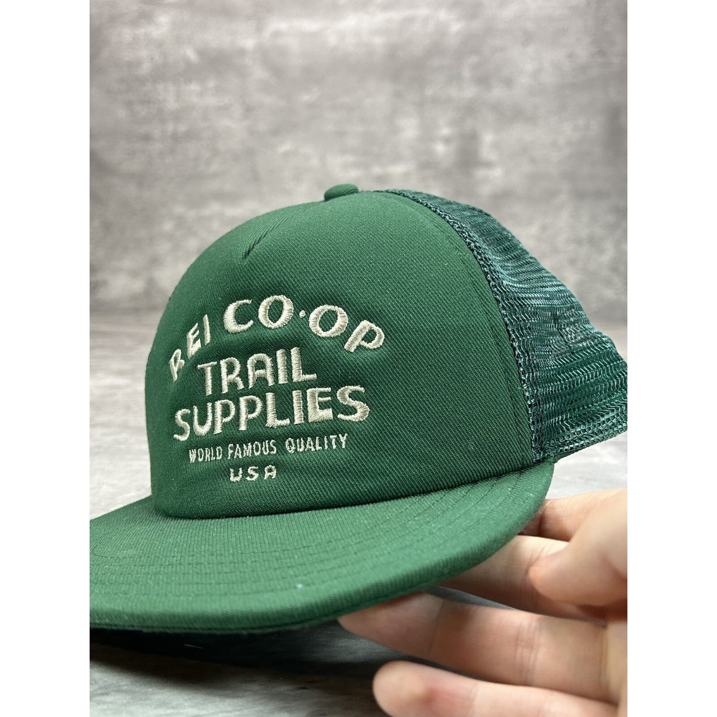 Vintage 90s Rei & Co Trail Supplies Embroidered Spellout Snapback Hat OSFA