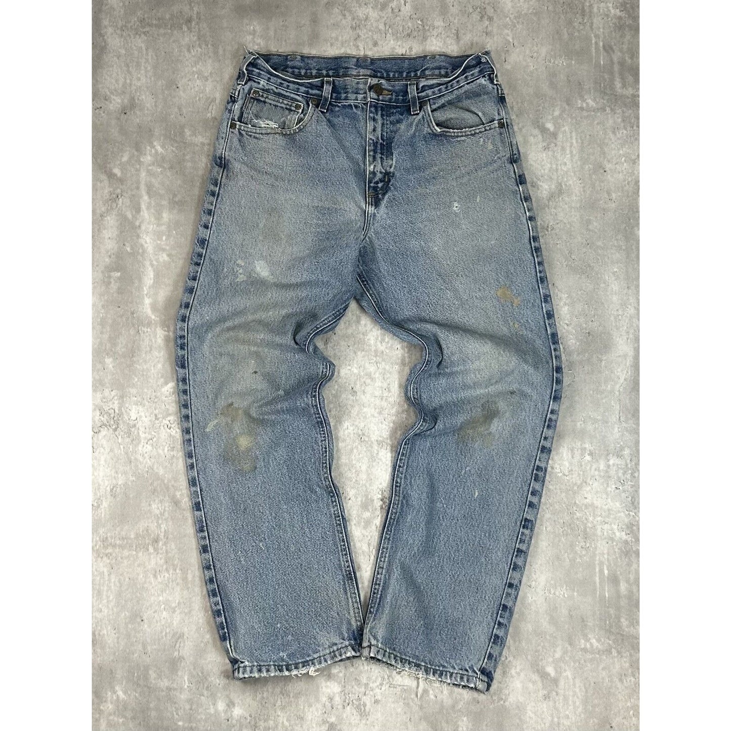 Vintage Carhartt Traditional Fit Light Wash Workwear Denim Pants Size 33 Blue
