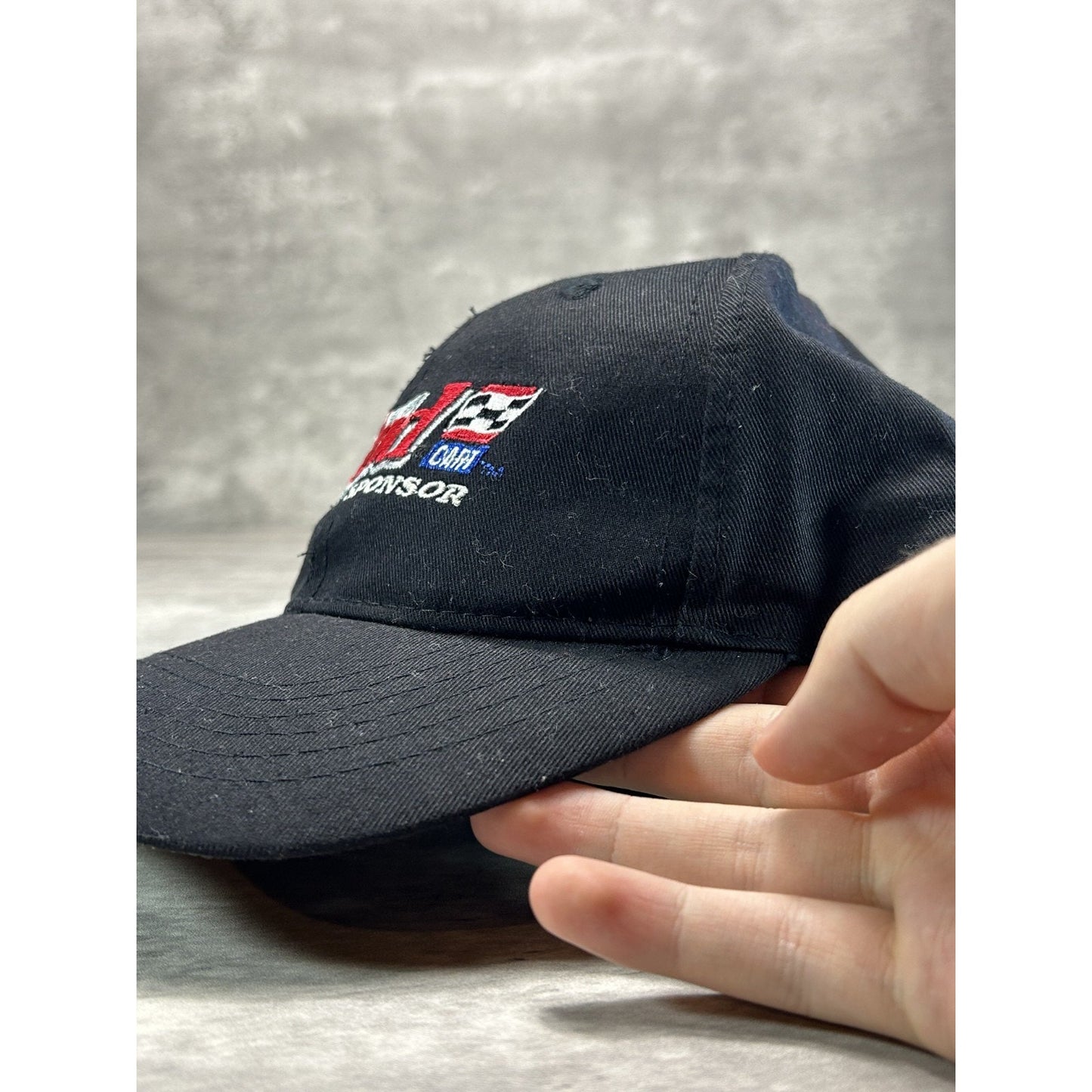 Vintage Budweiser Racing Embroidered Spellout Nascar Strapback Hat OSFA Black
