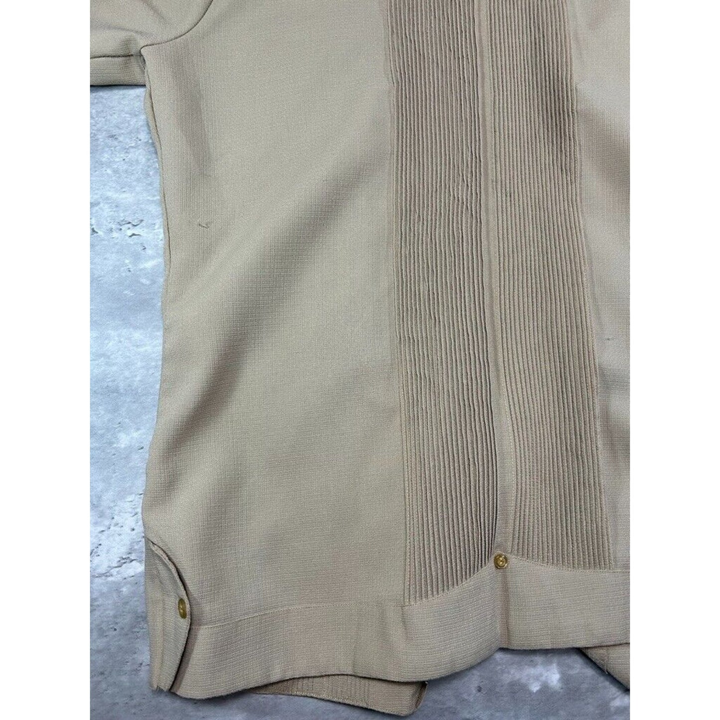 Vintage 1970s Cal Jac Double Pocket Striped Button Up Shirt Size Medium Beige