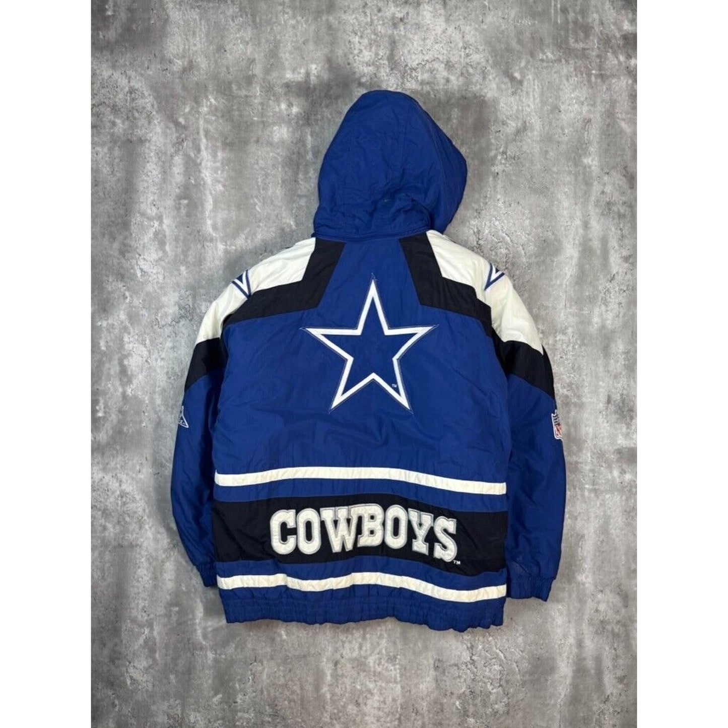 Vintage 90s Dallas Cowboys NFL Shoulder Patches Insulated Jacket Size XL Blue