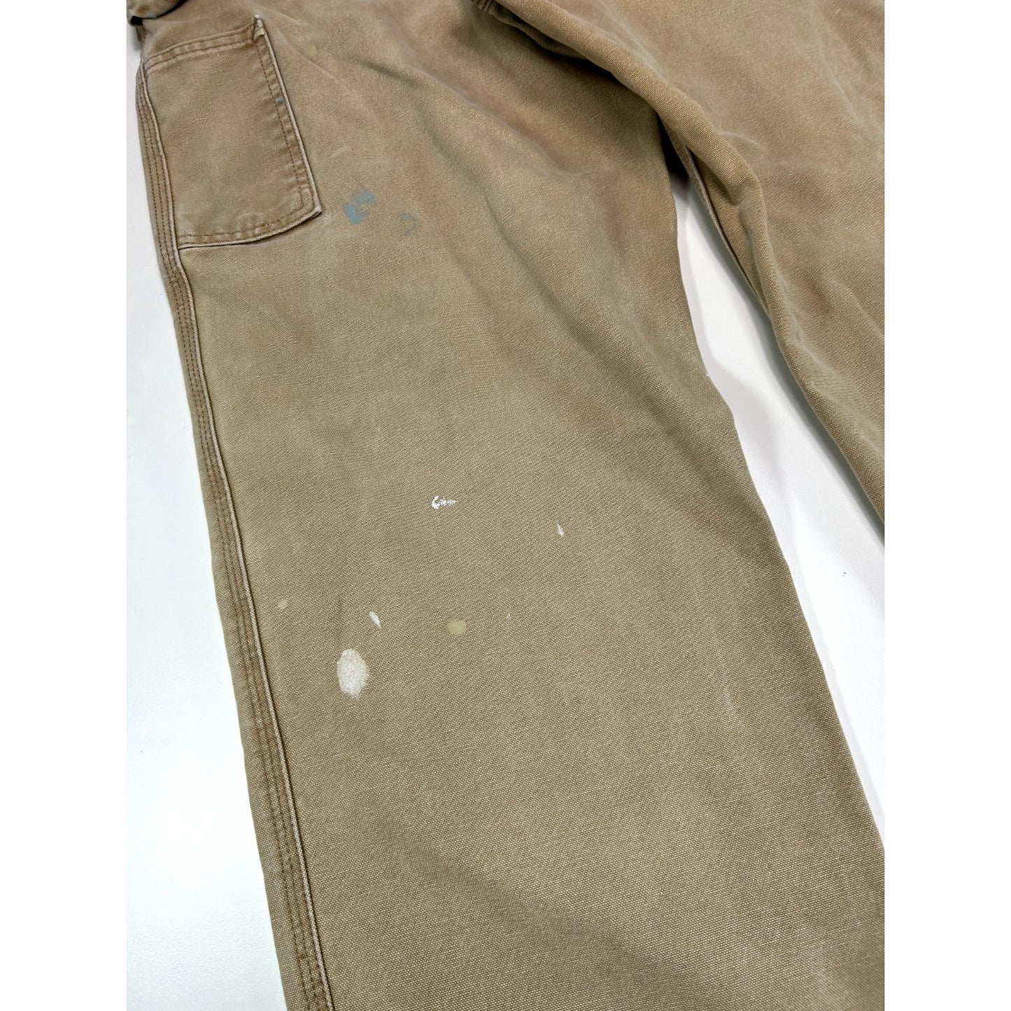Vintage Carhartt Dungaree Fit Canvas Workwear Carpenter Pants Size 35 Beige
