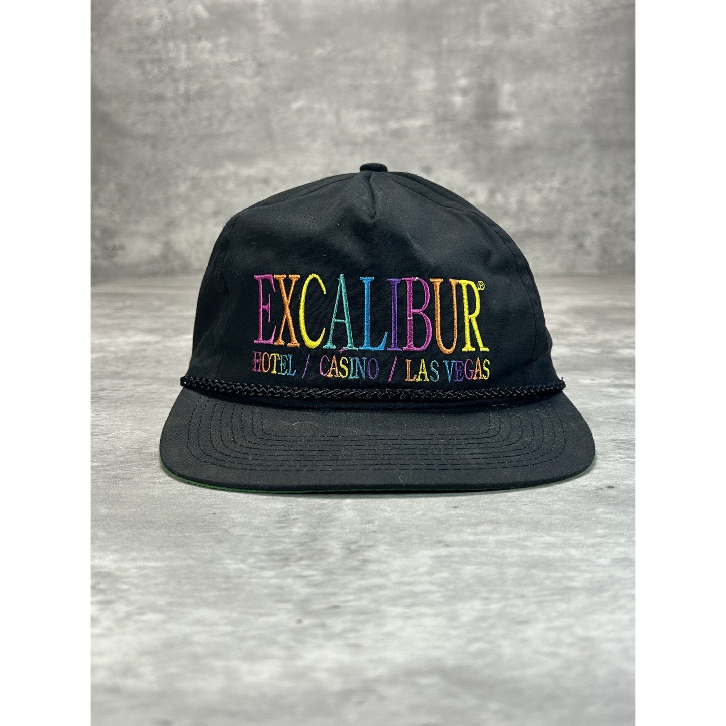 VTG 90s Excalibur Las Vegas Embroidered Spellout Destination Snapback Hat OSFA