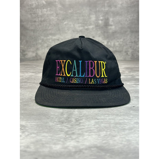 VTG 90s Excalibur Las Vegas Embroidered Spellout Destination Snapback Hat OSFA