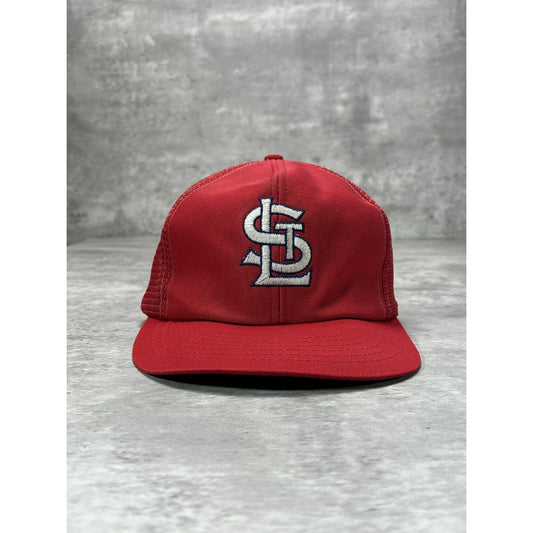 Vintage 90s St Louis Cardinals MLB Embroidered Logo Trucker Snapback Hat Sz M/L