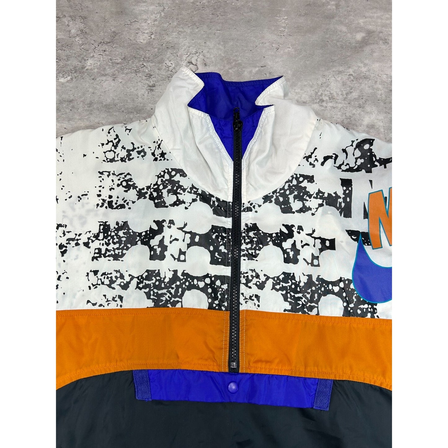 Vintage 80s/90s Nike Graphic Print 1/2 Zip Windbreaker Jacket Size Large