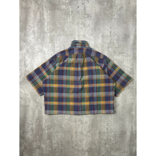 Vintage 90s Bahama Bahama Plaid Reworked Cropped Button Up Shirt Size Large