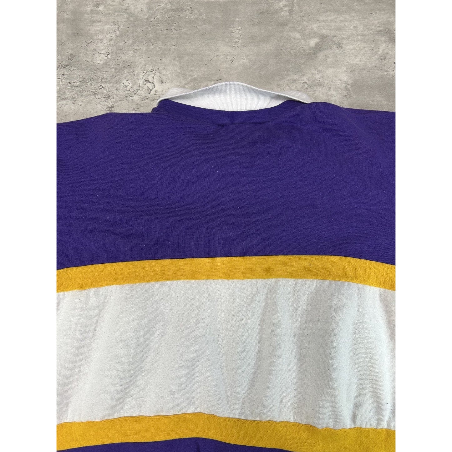 Vintage 80s Los Angeles Lakers NBA SPellout Graphic Collared Sweatshirt Sz Large