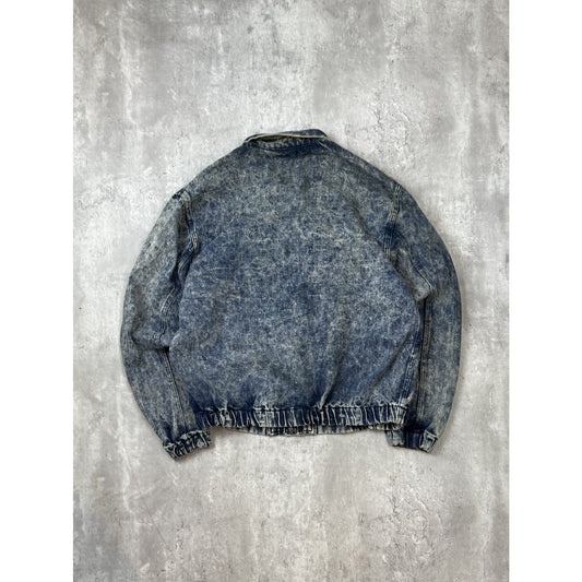 Vintage 90s Copter Acid Wash Full Zip Denim Bomber Jacket Size Medium Blue