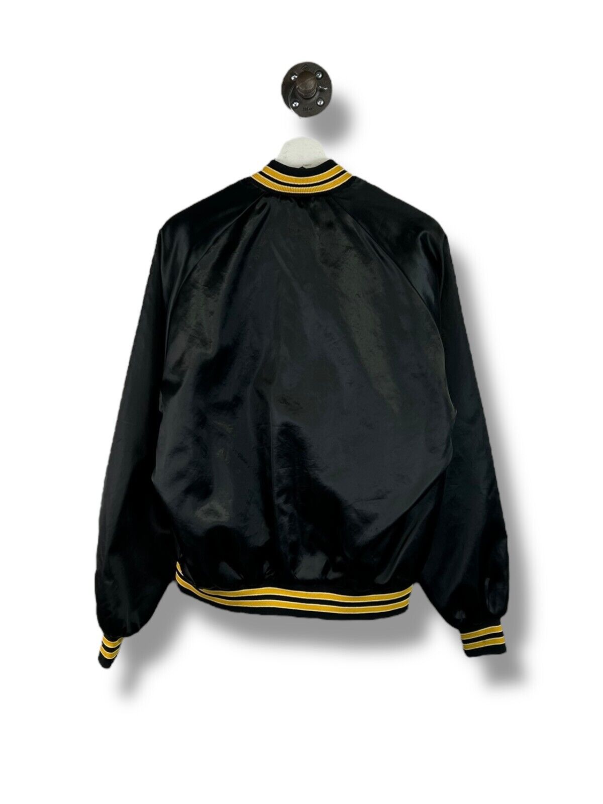 Vintage 80s Pittsburgh Steelers NFL Satin Varsity Chalk Line Jacket Size Large