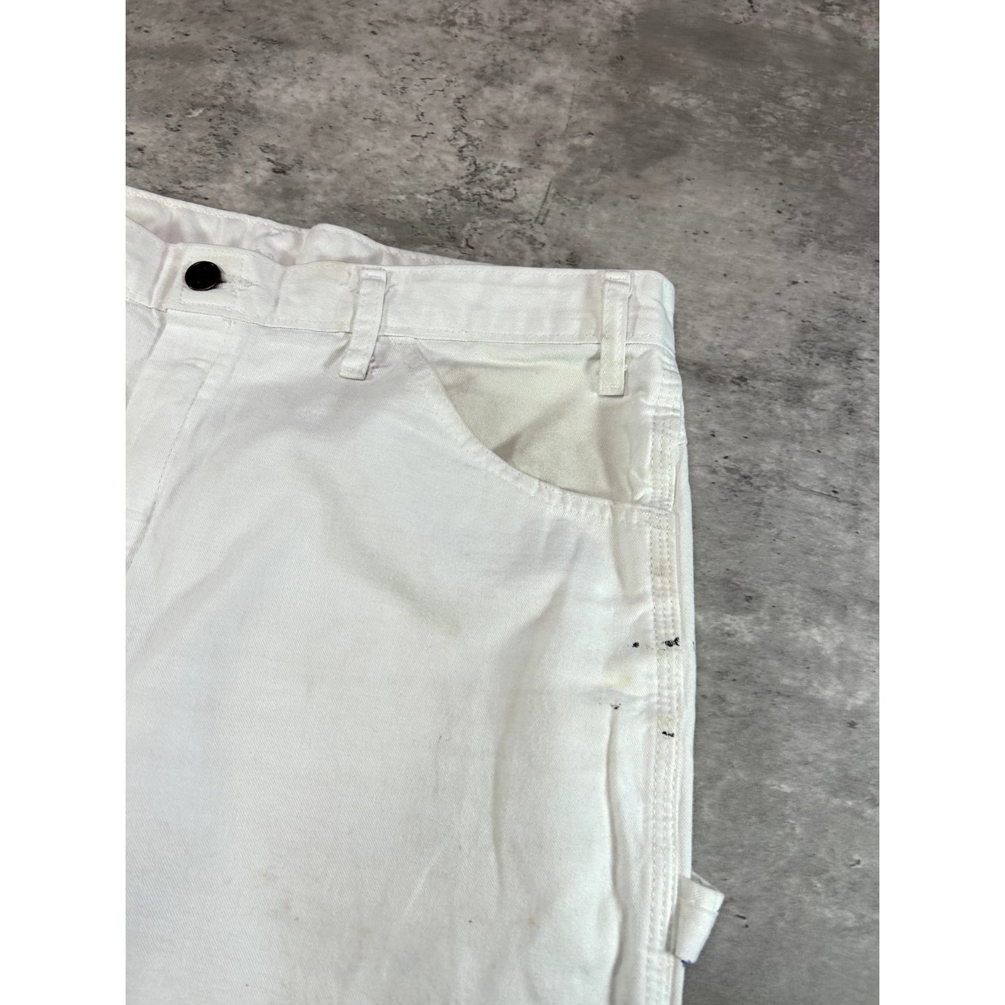 Vintage Dickies Canvas Work Wear Painters Double Knee Pants Size 36W White