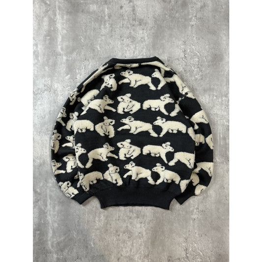 Vintage 90s Hysport Koala All Over Print Pullover Knit Sweater Size Medium