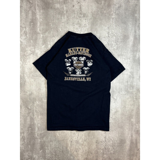 Vintage Harley Davidson Motorcycles Graphic Crest T-Shirt Size Large Black