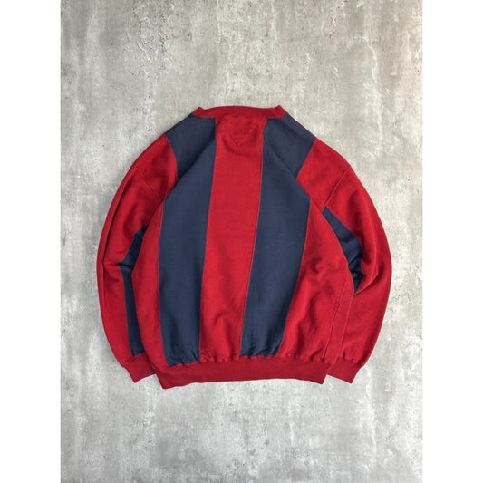 Vintage Chaps Embroidered Crest Striped Crewneck Sweatshirt Size Large