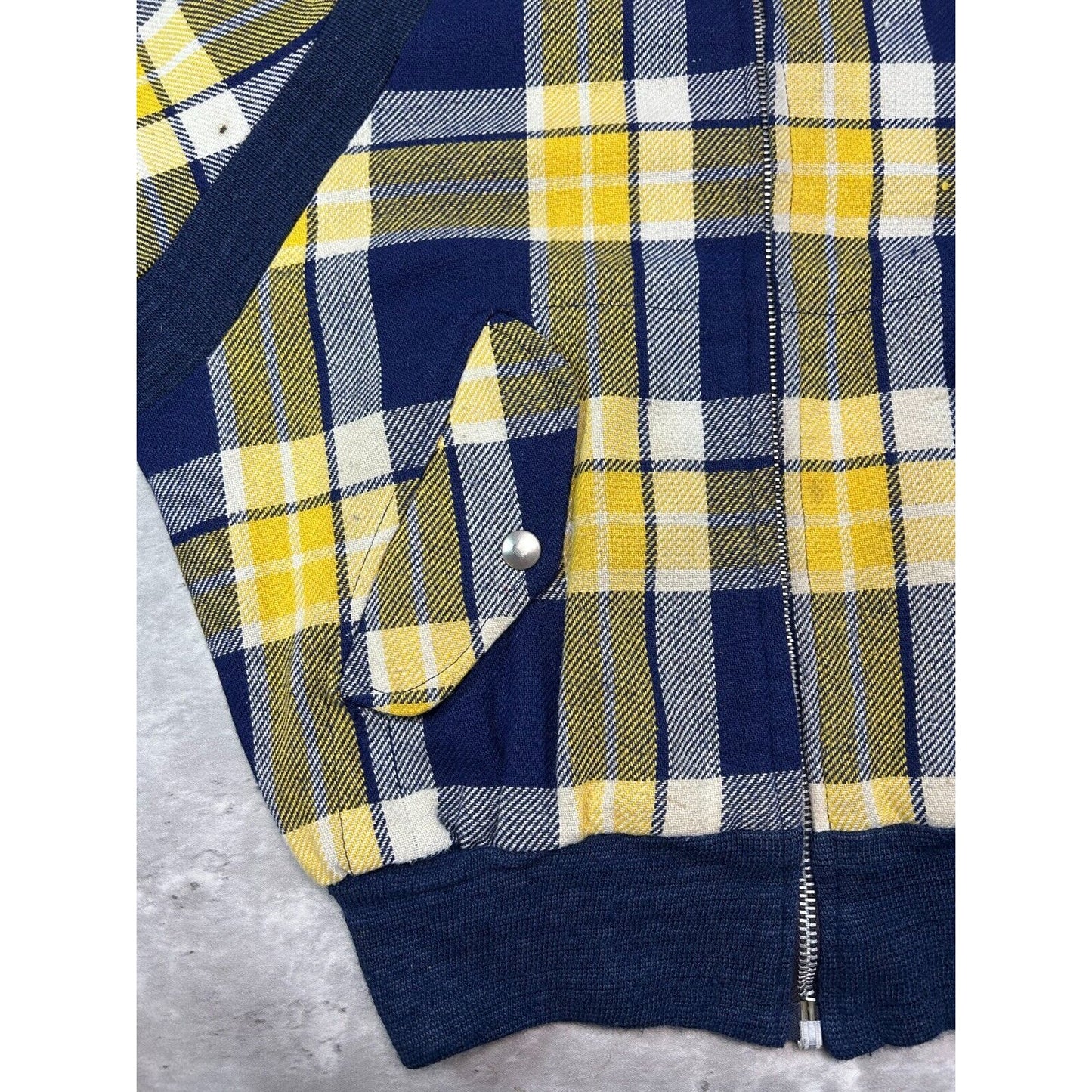 1960s Plaid Print Checkered Full Zip Bomber Jacket Size Small