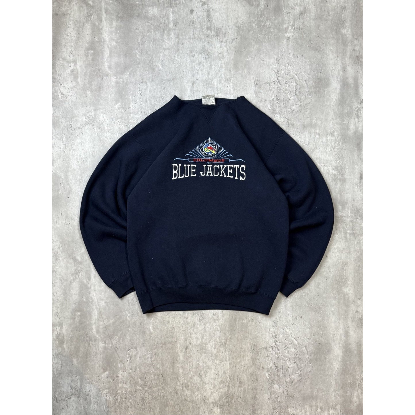 Vintage 90s Columbus Blue Jackets NHL Embroidered Logo Sweatshirt Size Medium