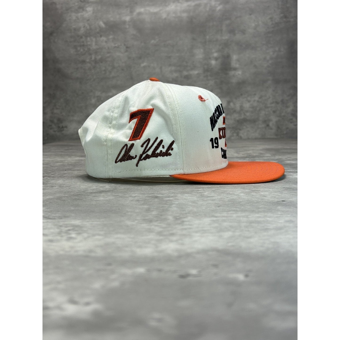 Vintage 90s Alan Kulwicki #7 Hooters Racing Embroidered Nascar Snapback Hat OSFA