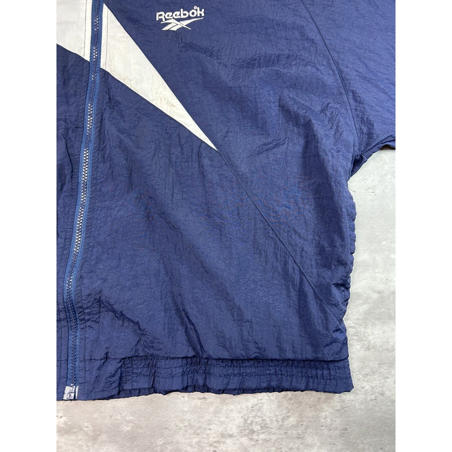 Vintage 90s Reebok Embroidered Logo Nylon Windbreaker Jacket Size Medium