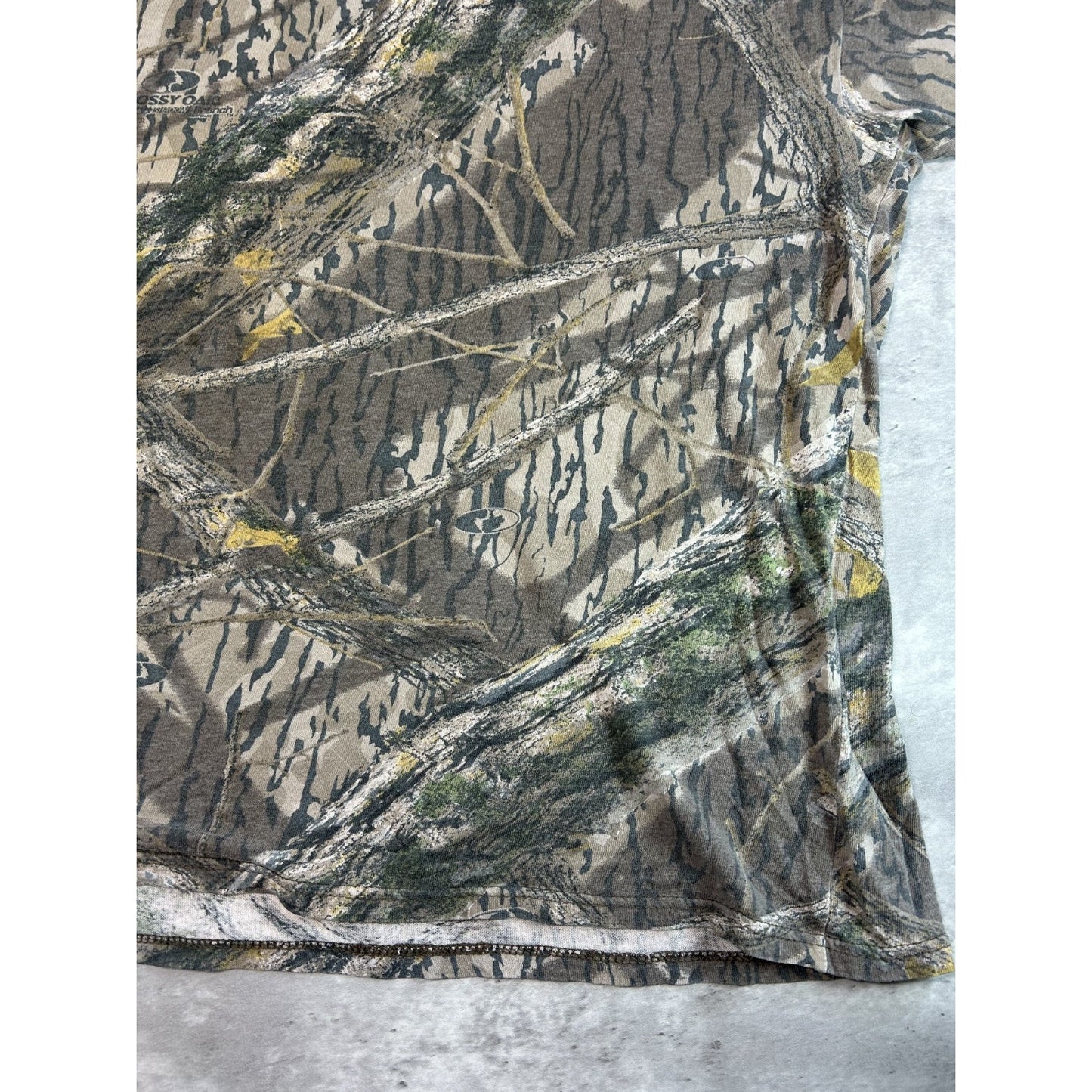 Vintage 90s Mossy Oak Shadow Branch Tree Camo Hunting T-Shirt Size 3XL