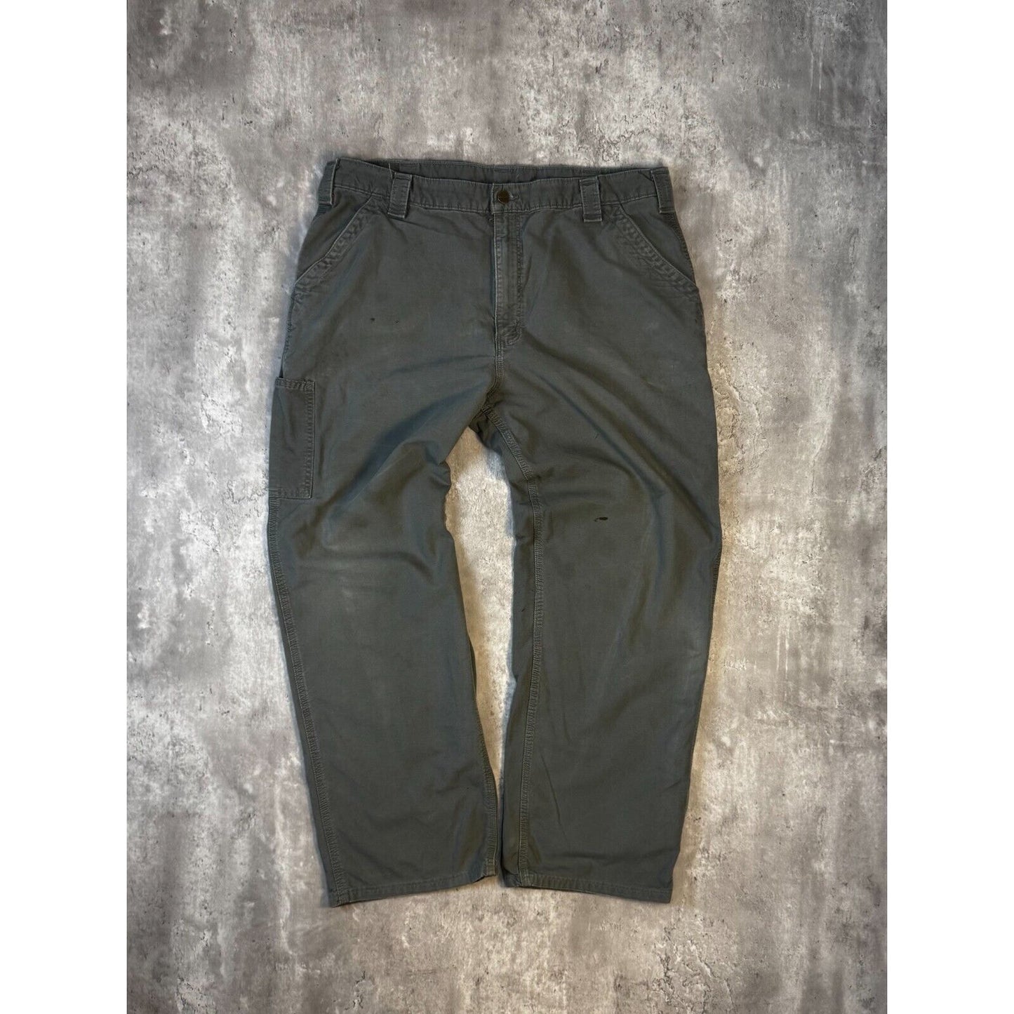 Carhartt Dungaree Fit Canvas Workwear Carpenter Pants Size 39 Gray
