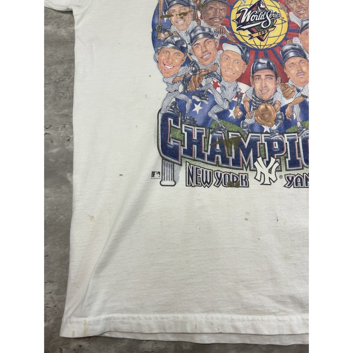 Vintage 1998 New York Yankees MLB World Series Champs Caricature T-Shirt Large